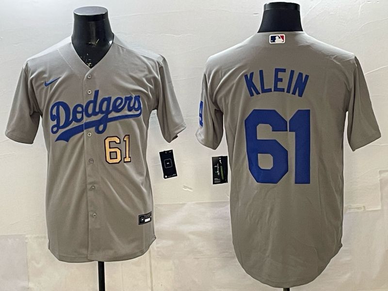 Men 2025 Nike Los Angeles Dodgers #61 Klein Grey Game MLB Jersey 03->los angeles dodgers->MLB Jersey